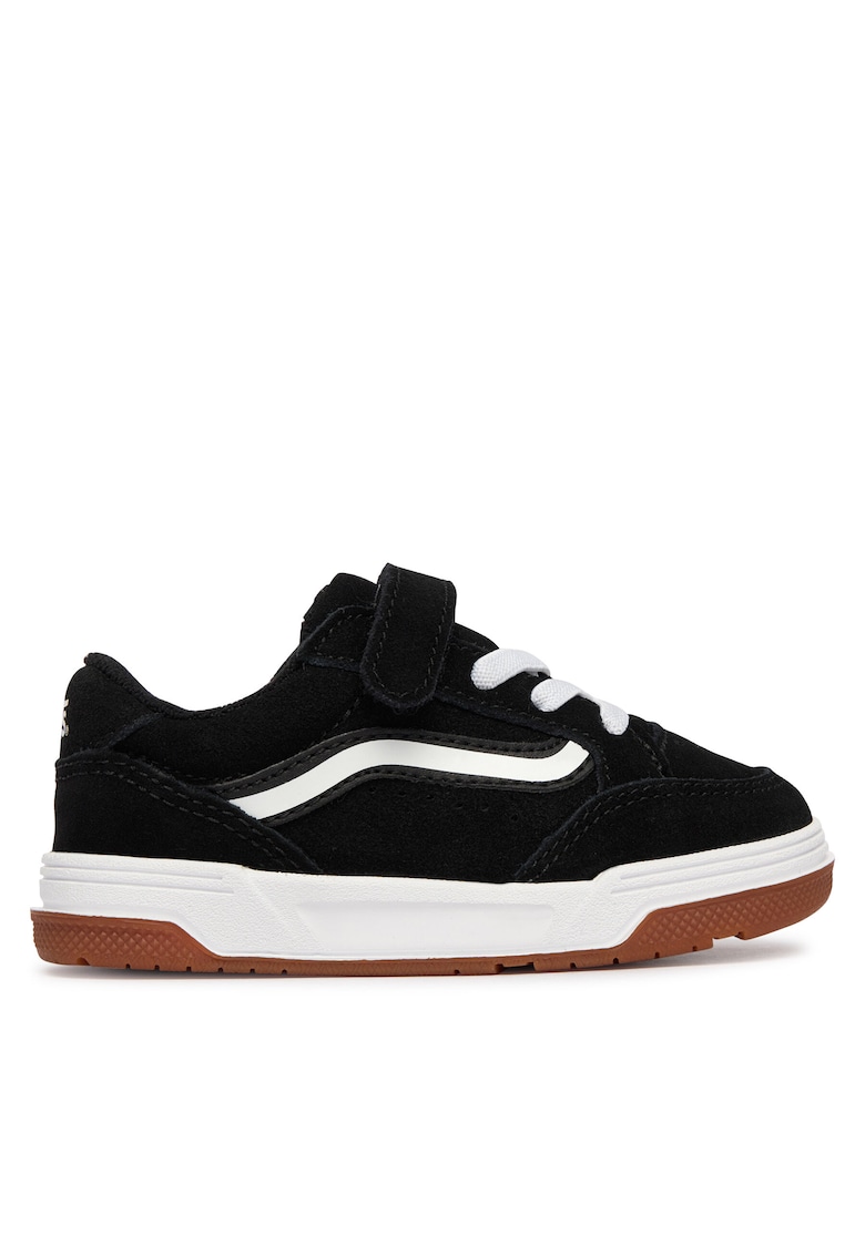 Pantofi sport copii - piele naturala - negru/alb - sistem inchidere Velcro