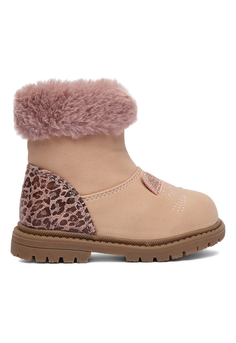 Botine Fete - material sintetic - roz - inchidere cu fermoar -