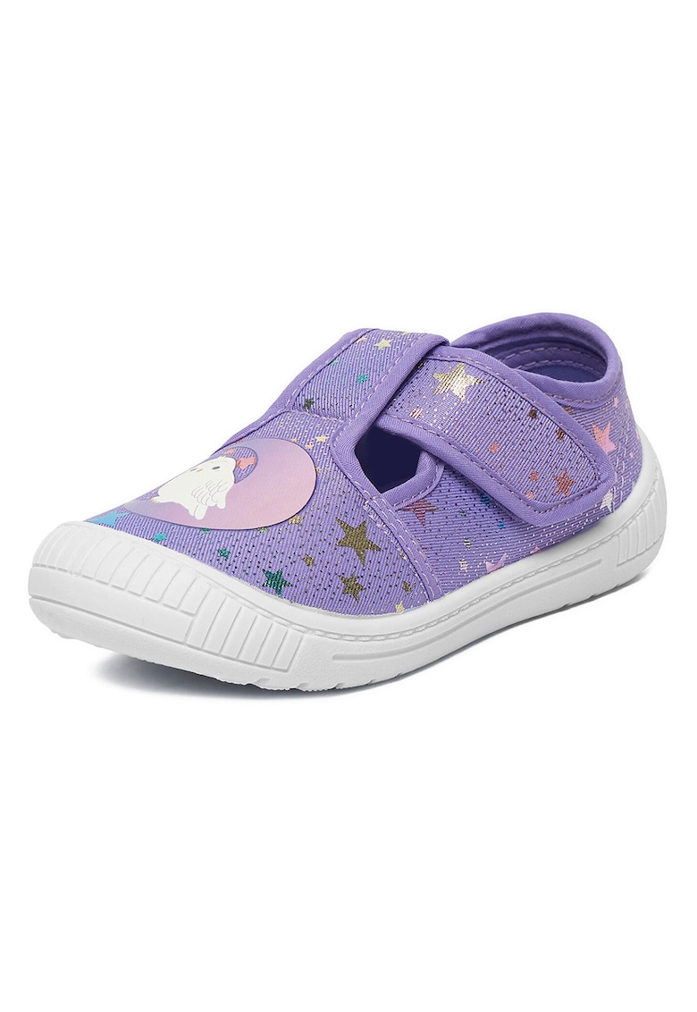 Papuci copii - material textil - violet - sistem inchidere Velcro -