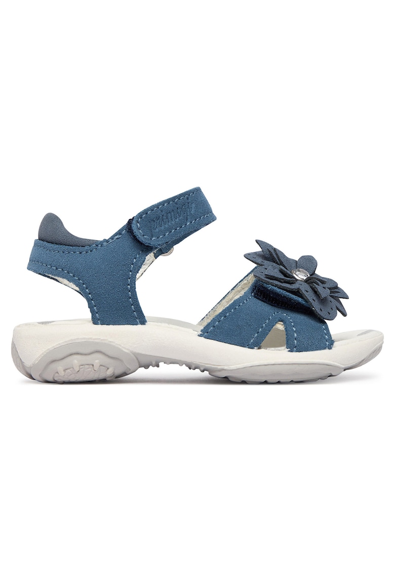 Sandale Fete - piele naturala - albastru - cu modele florale
