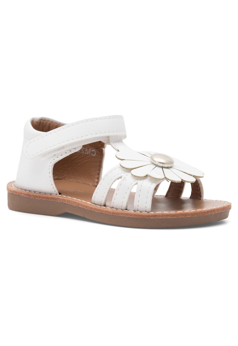 Sandale copii - piele ecologica - albe - sistem inchidere Velcro -