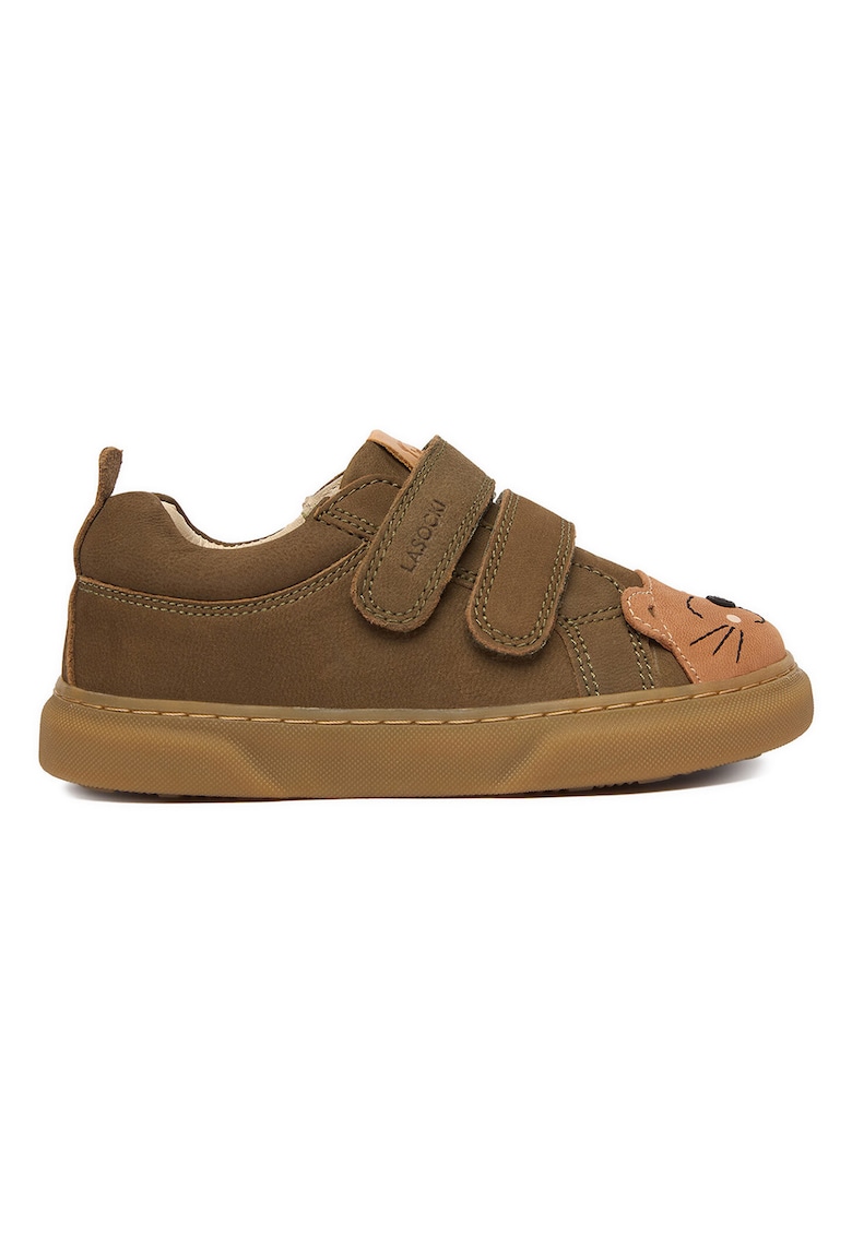 Pantofi sport copii - piele naturala - maro - sistem inchidere Velcro