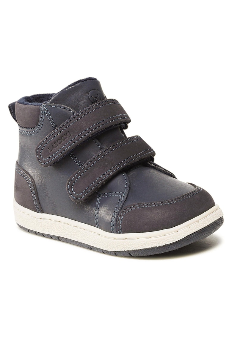 Ghete copii - piele naturala - albastru - velcro -