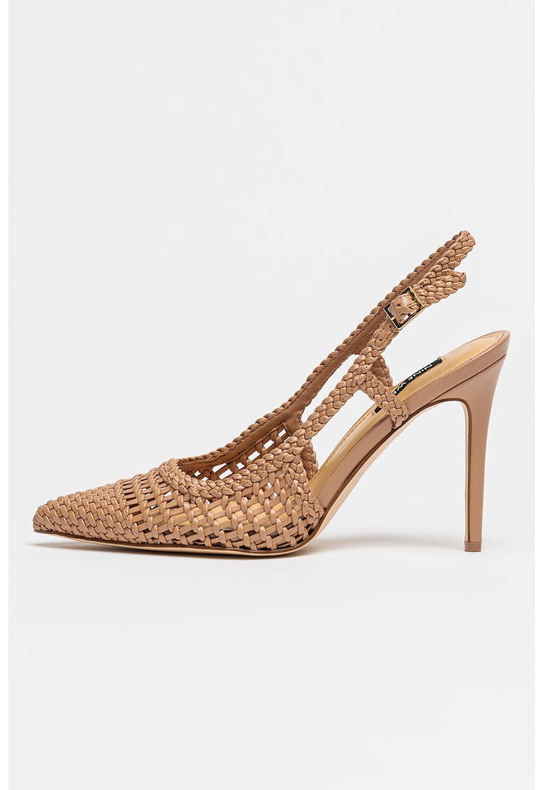 Pantofi slingback cu aspect tesut Fresky - Maro camel