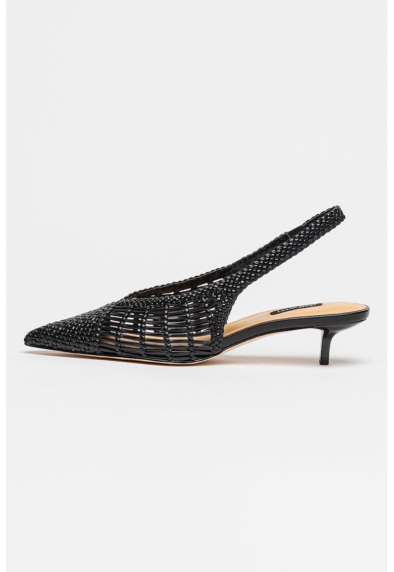 Pantofi slingback cu aspect impletit Edela - Negru