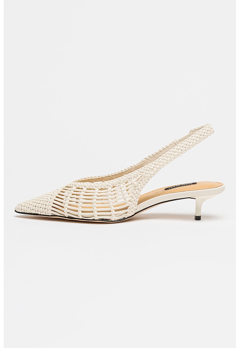 Pantofi slingback cu aspect impletit Edela - Alb fildes