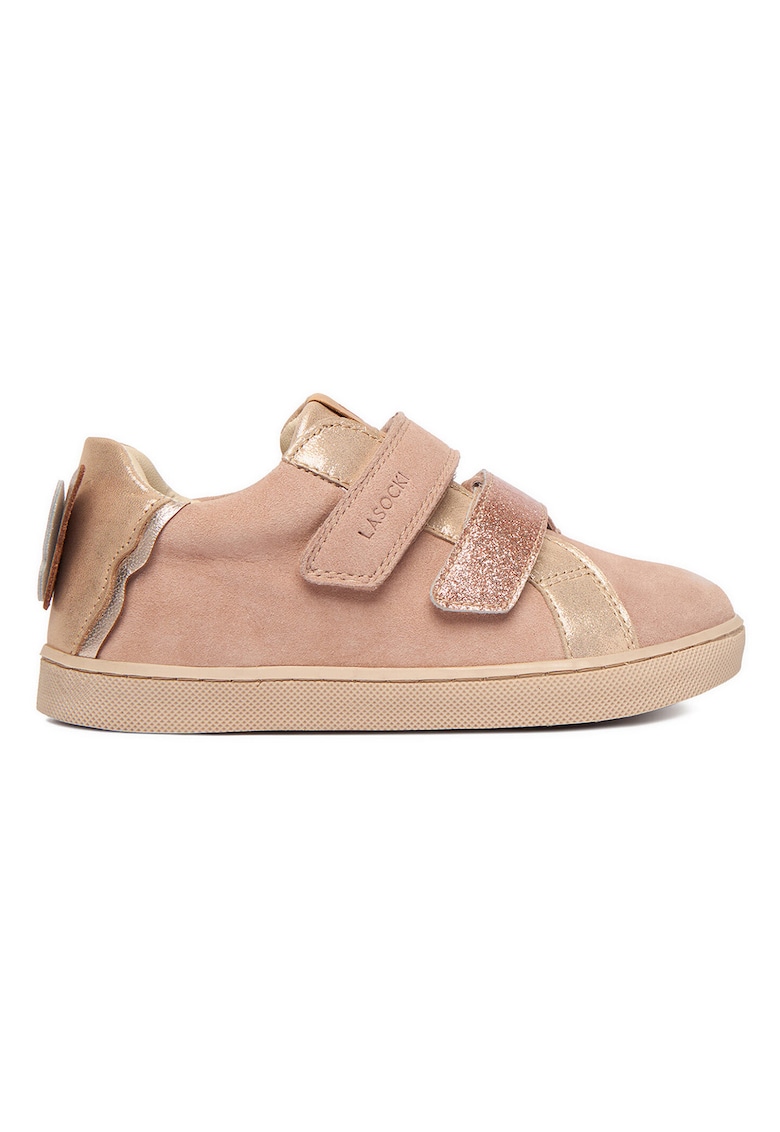 Pantofi sport fete piele naturala - roz - sistem inchidere Velcro