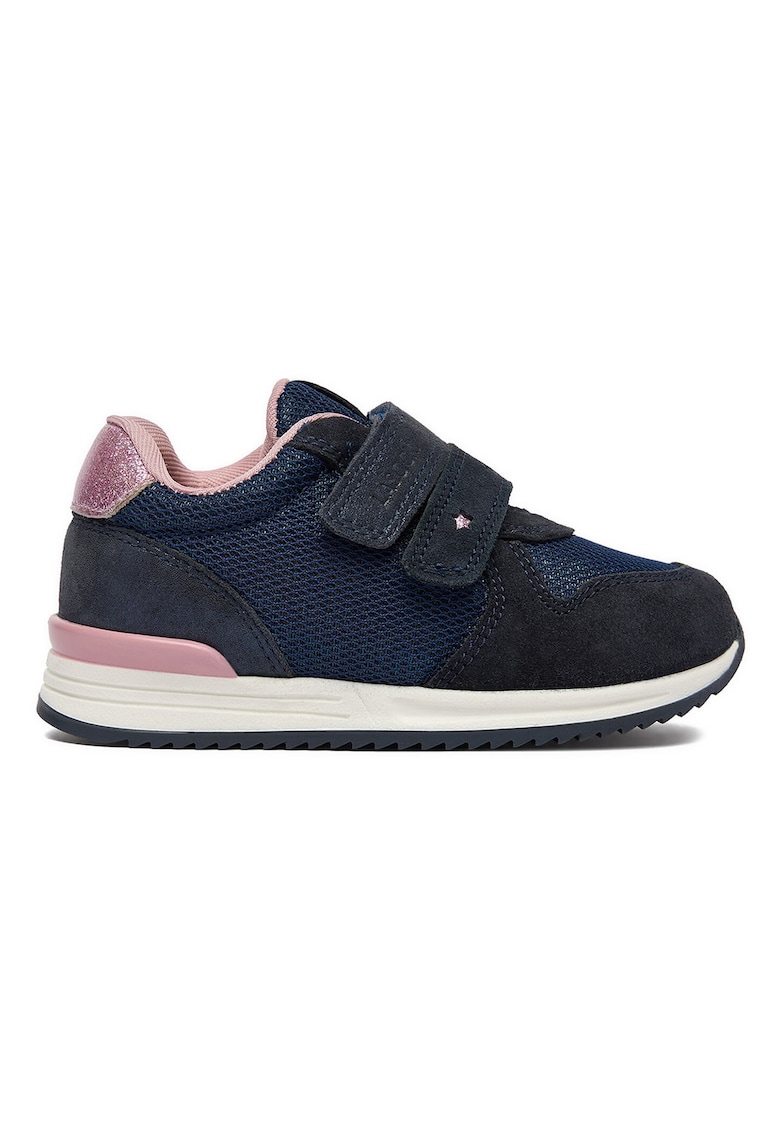 Pantofi sport copii - piele naturala - albastru/roz - velcro