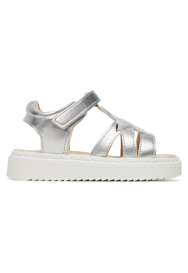 Sandale copii - argintii - material sintetic - cu velcro