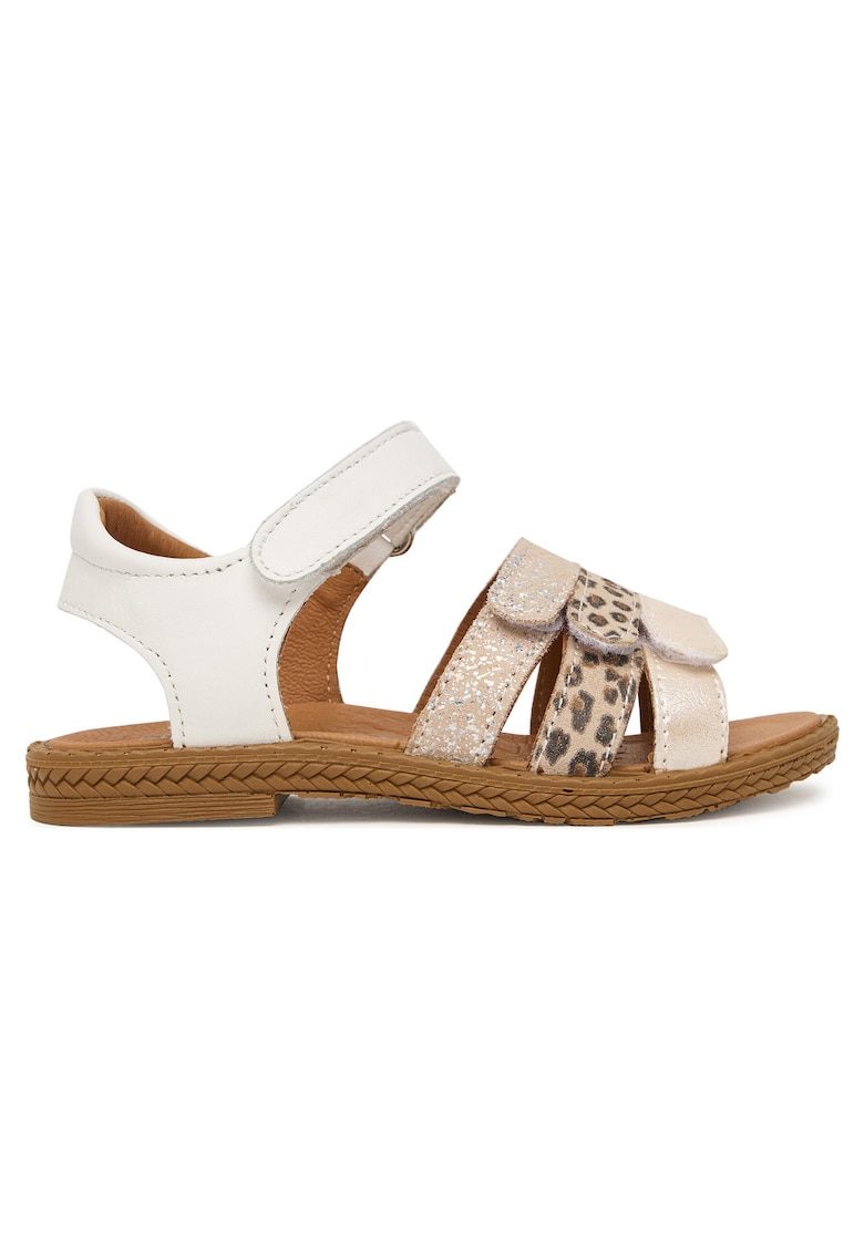 Sandale de copii - din piele naturala - alb - sistem inchidere Velcro -