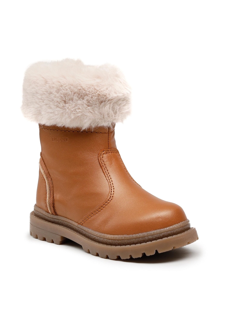 Cizme Fete - piele naturala - fermoar - maro -