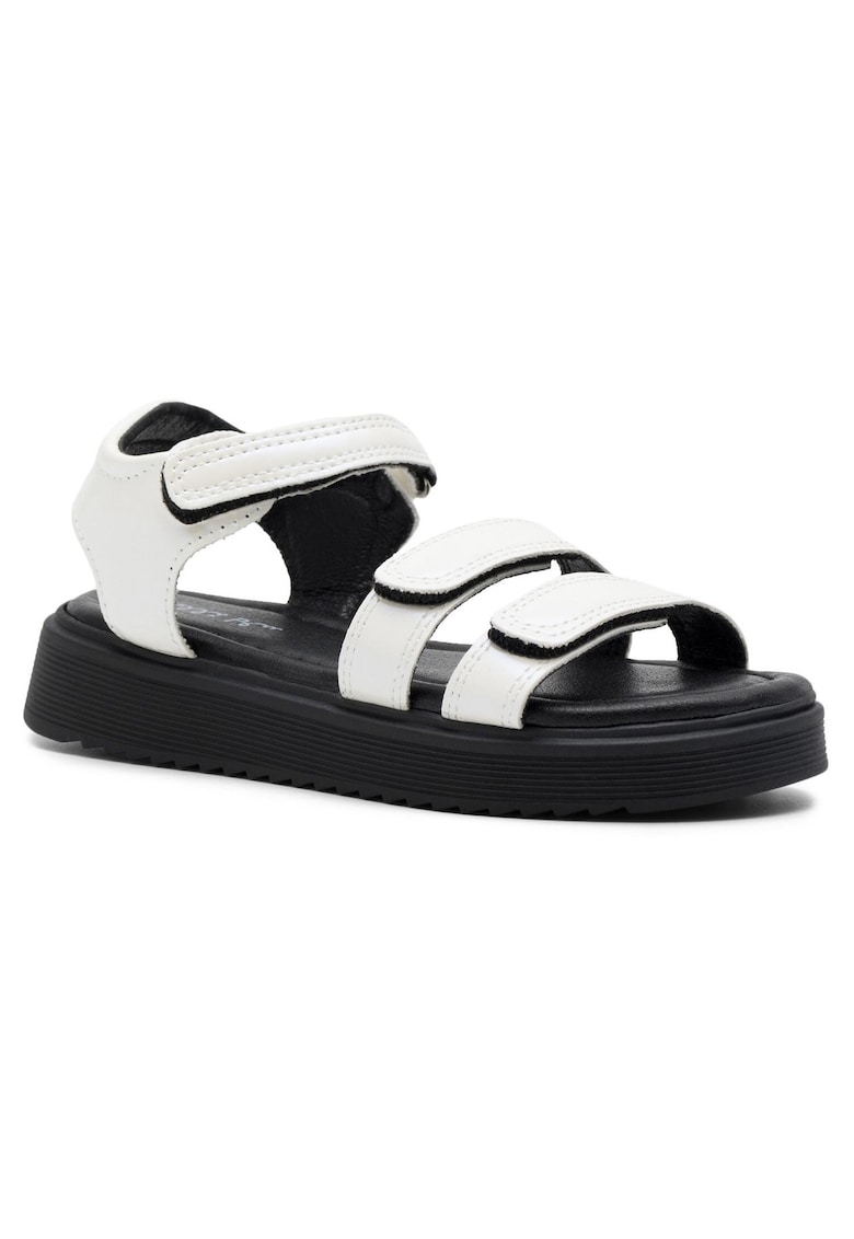 Sandale copii - negru alb - plastic - sistem inchidere Velcro