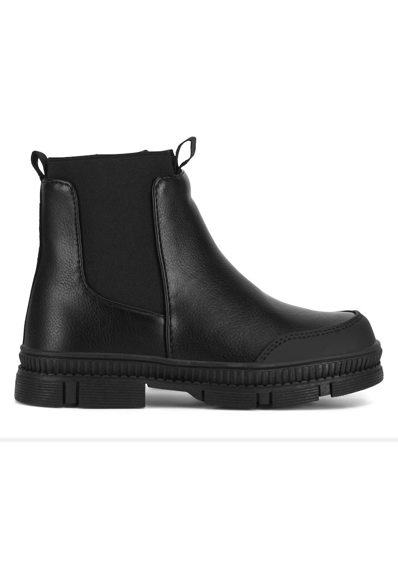 Botine copii - material sintetic - negru - fermoar