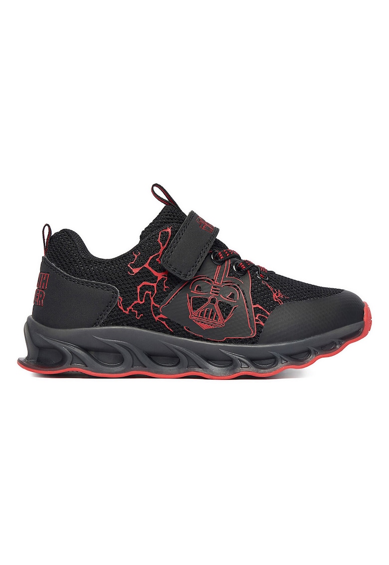Pantofi sport copii - material textil - negru/rosu - inchidere Velcro