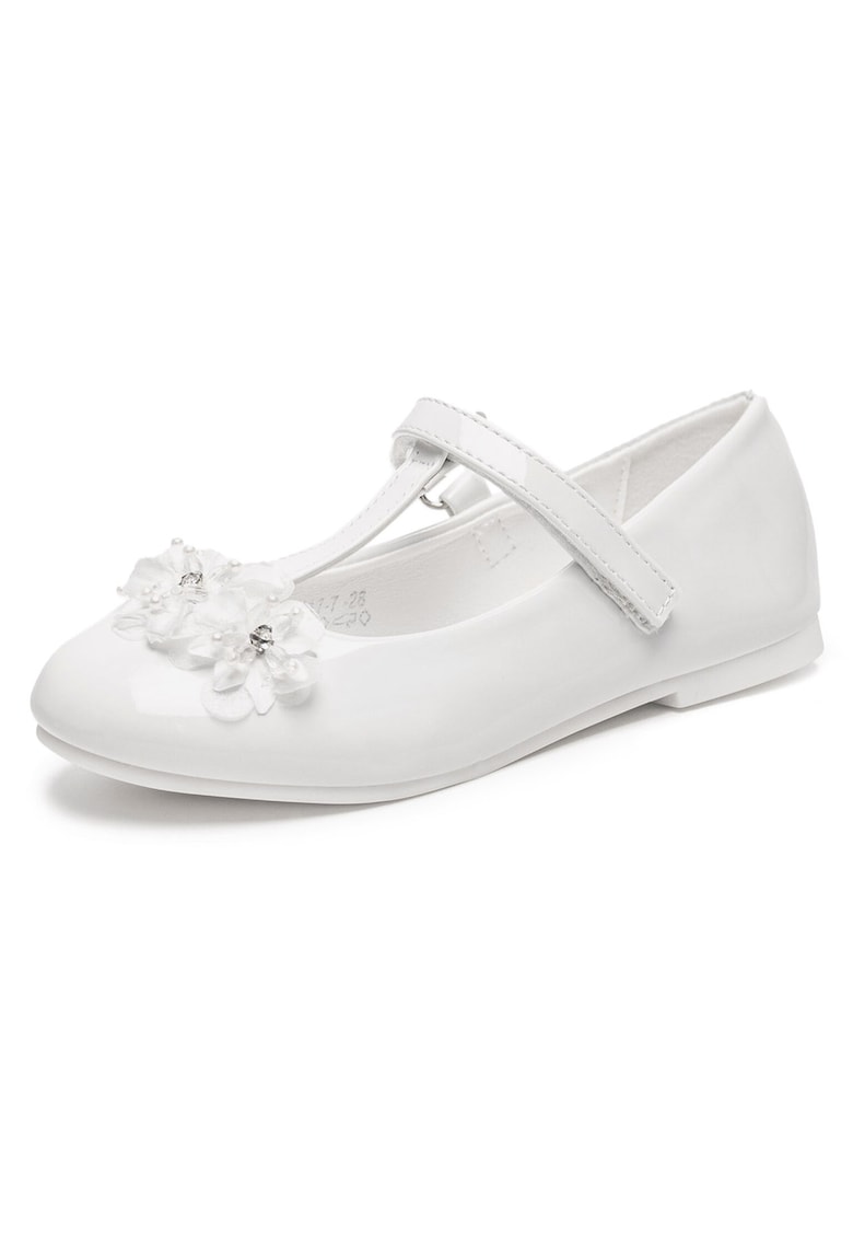 Pantofi copii - balerini - velcro - alb - material sintetic