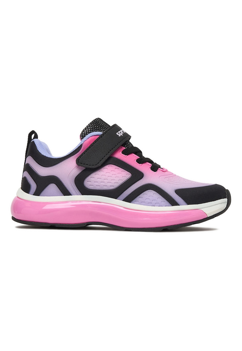 Pantofi copii - sneakers cu LED-uri - negru/roz - material textil - sistem de inchidere cu scai