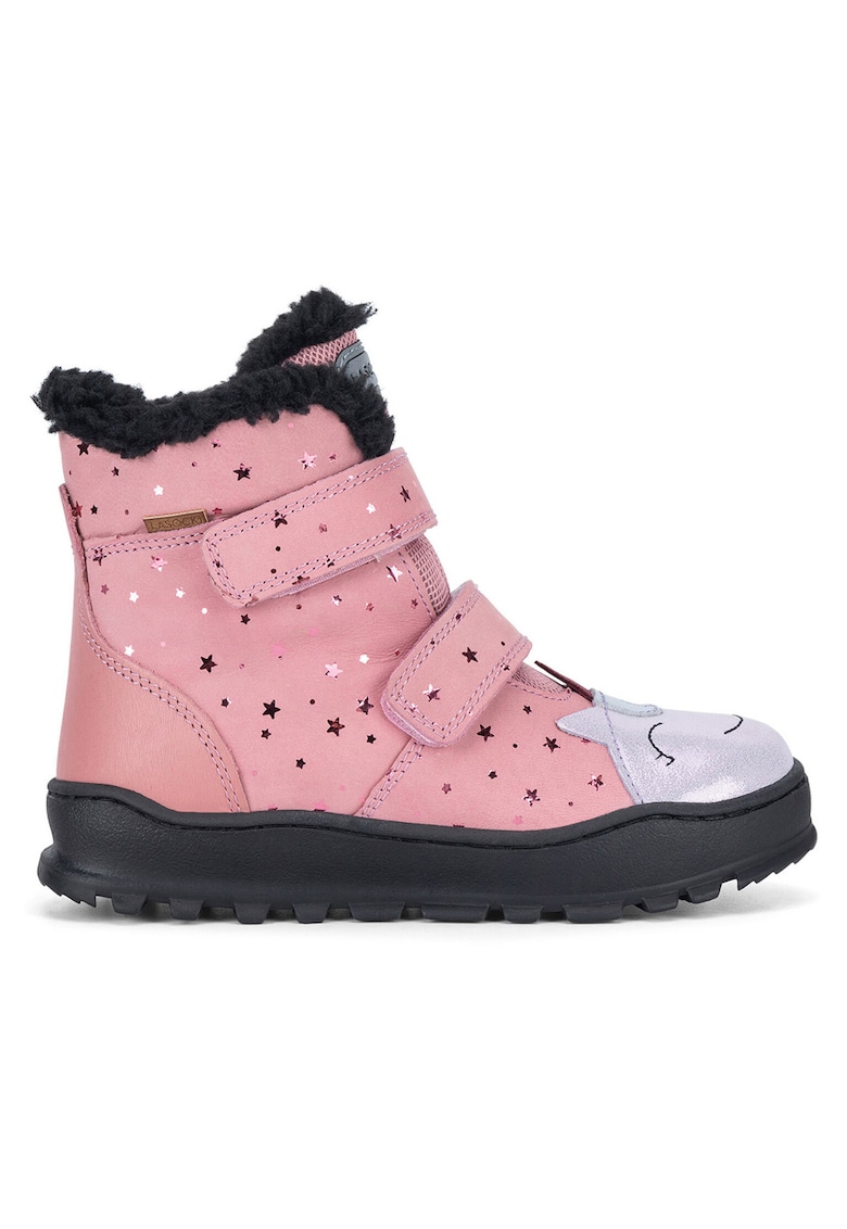 Ghete pentru fete - piele naturala - roz - sistem inchidere Velcro -