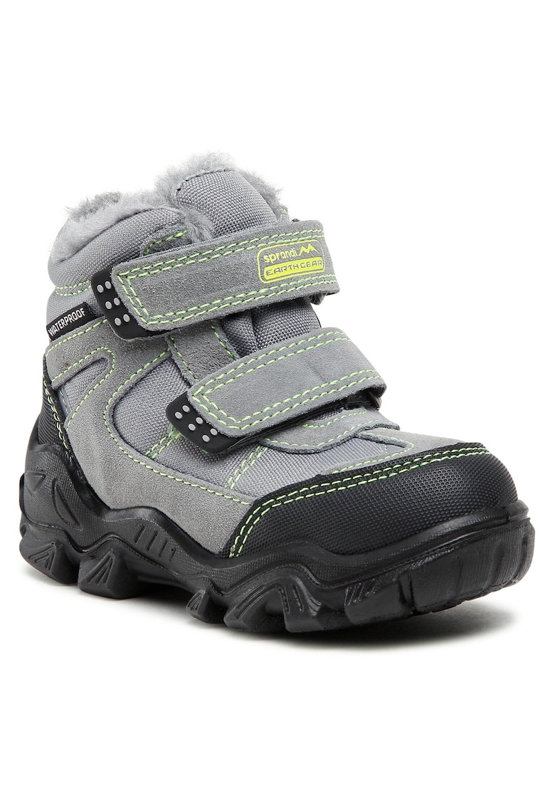 Ghete copii - gri - material textil - sistem Velcro -