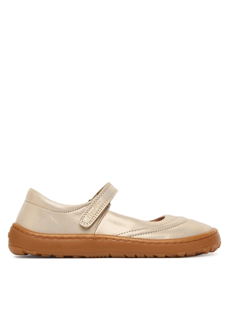 Pantofi copii - piele naturala - auriu - sistem inchidere Velcro