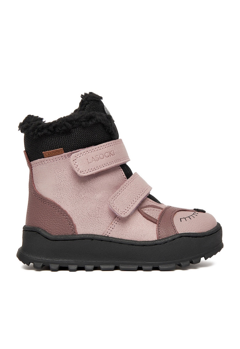 Ghete copii - piele naturala - velcro - violet -