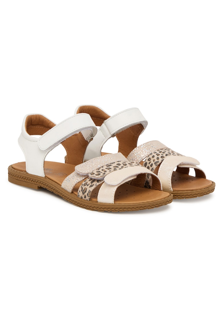 Sandale copii - piele naturala - alb - velcro -