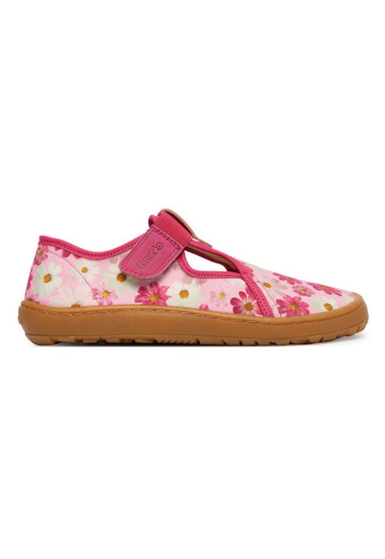 Sandale Fete - material textil - roz - talpa plata