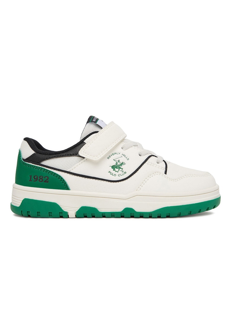 Pantofi sport copii - Velcro - alb/verde - textil