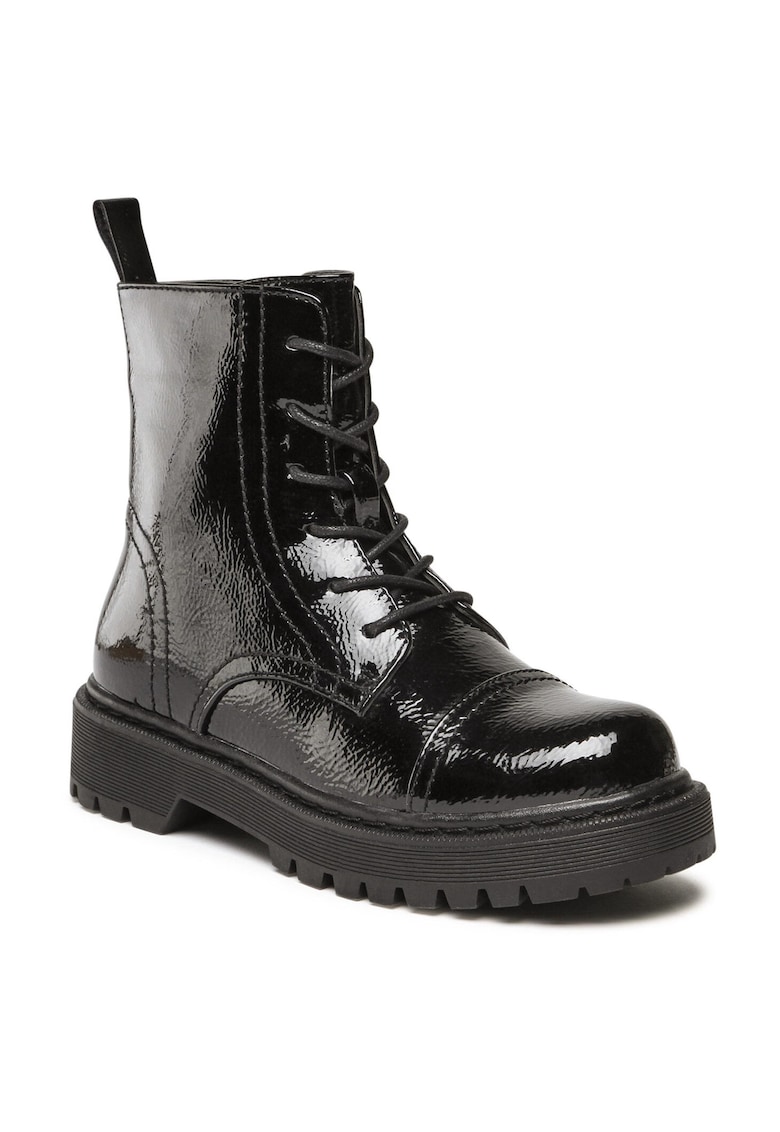 Ghete fete - piele ecologica - negru - fermoar -