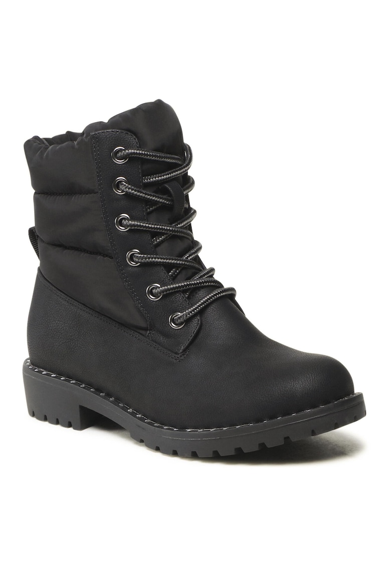 Ghete fete - piele ecologica - negru - cu strasuri - talpa groasa