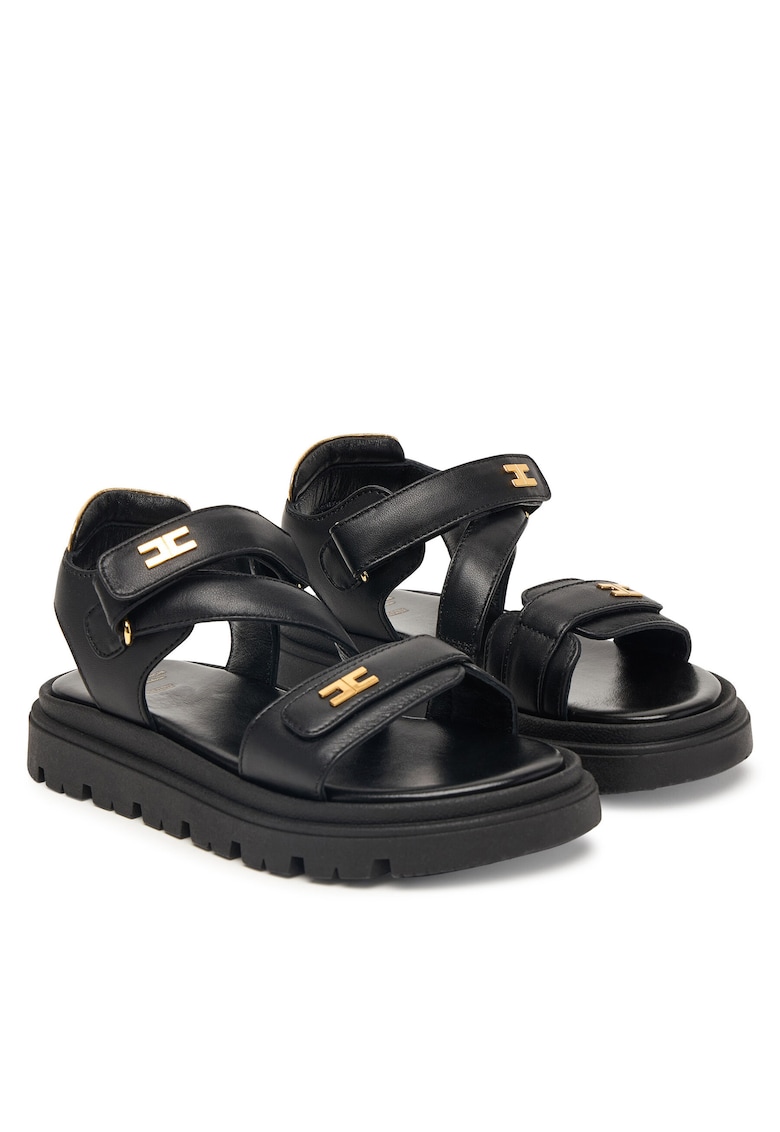 Sandale dama - piele naturala - negru - sistem inchidere Velcro
