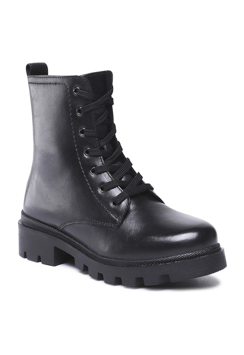 Cizme Fete - piele naturala - fermoar - negru - Negru