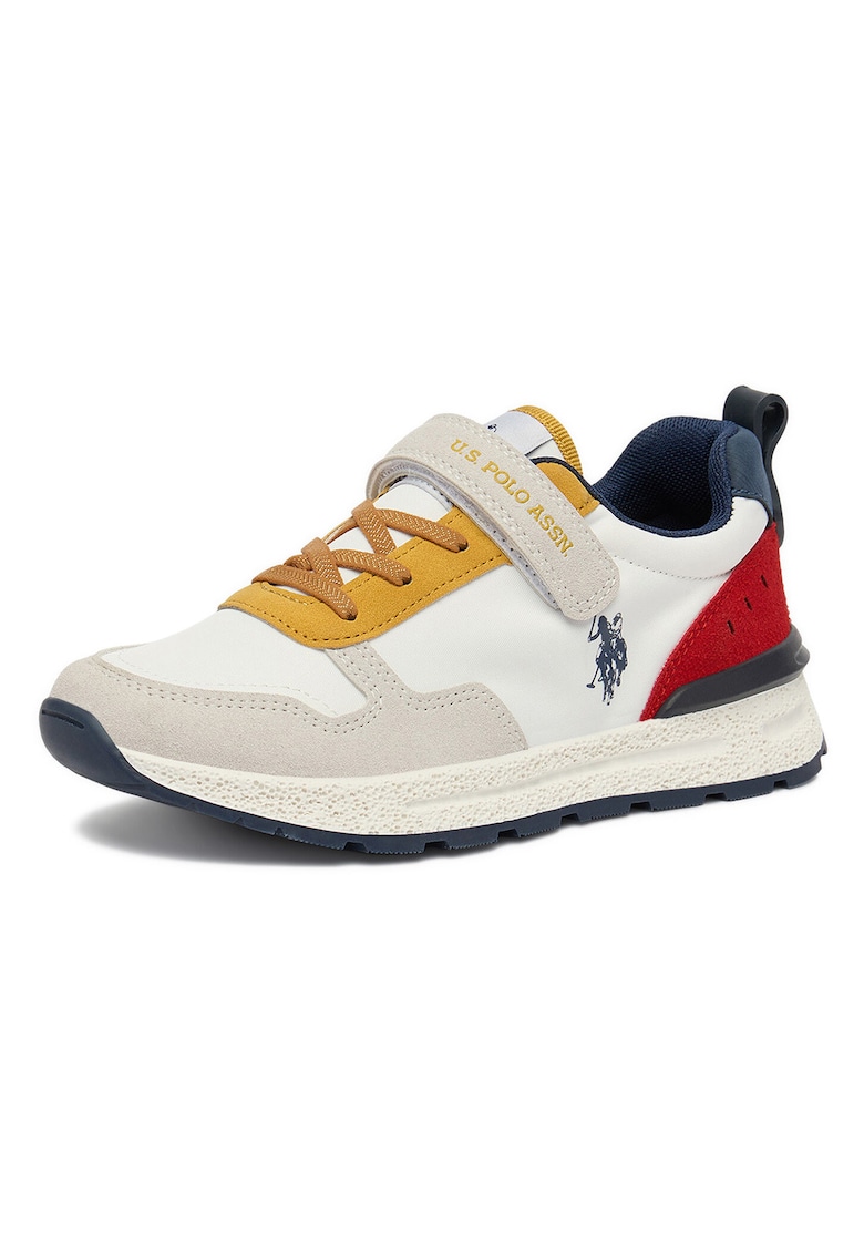 Adidasi U.S. Polo Assn - textil - sistem inchidere Velcro - Alb
