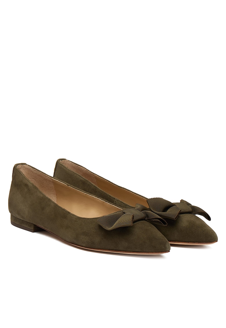Balerini dama - Piele intoarsa - Verde inchis
