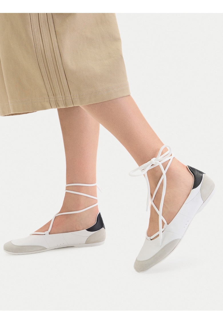 Balerini dama 8Z0123 L150 - Piele naturala - Alb