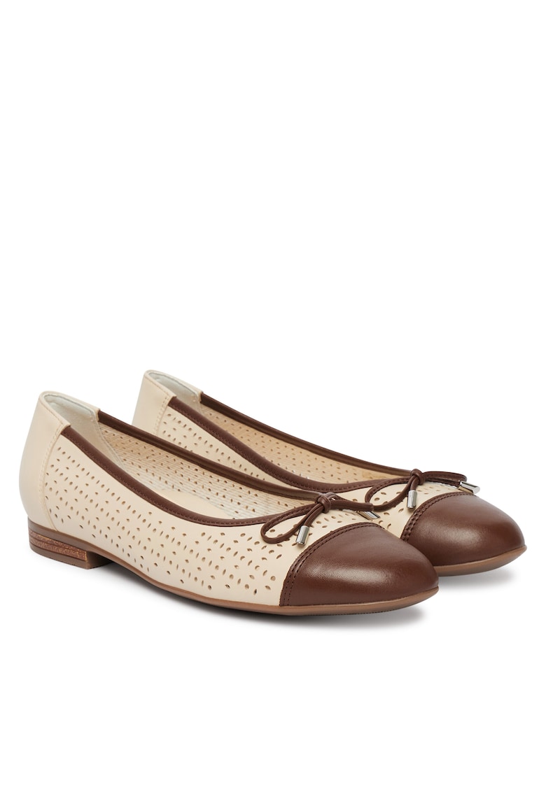 Balerini dama 12-31344-03 - Piele naturala - Bej/Maro