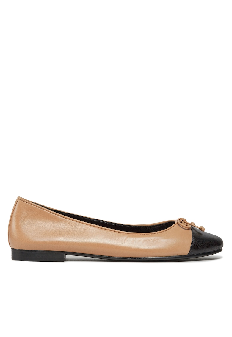 Balerini - Bej/Negru - Piele naturala -