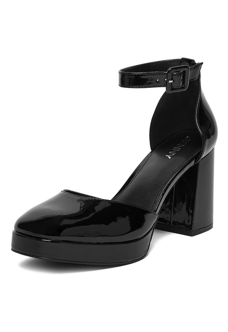 Pantofi dama - negru - sintetic - toc stabil