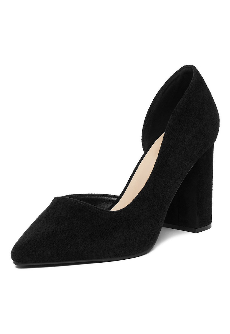 Pantofi pentru dama - textil - negru - toc clasic