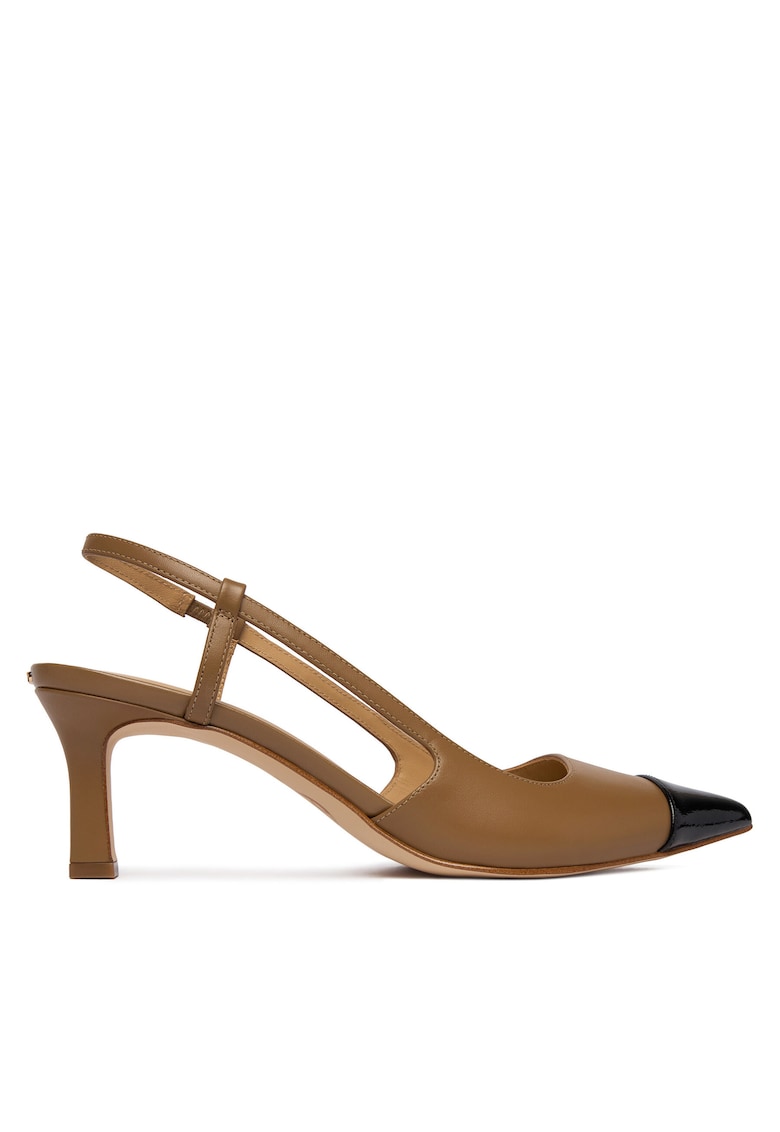 Pantofi dama - stiletto - maro/negru - piele naturala