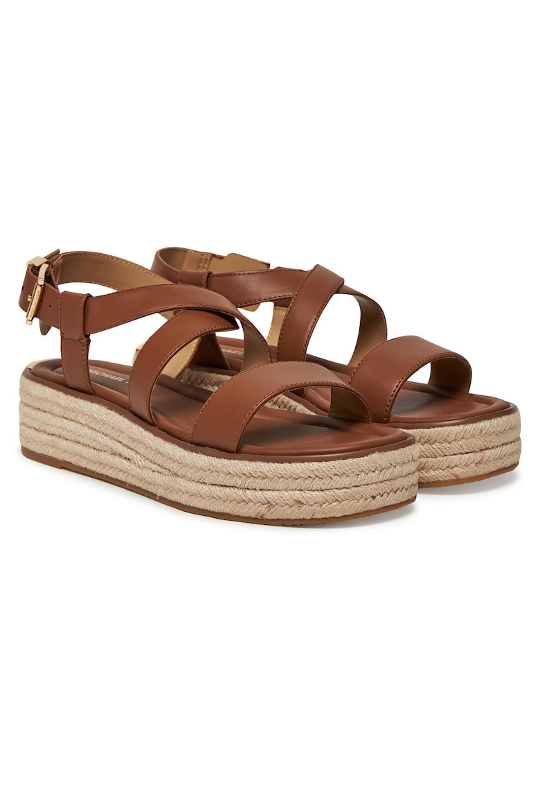 Sandale dama - piele naturala - maro - platforma -