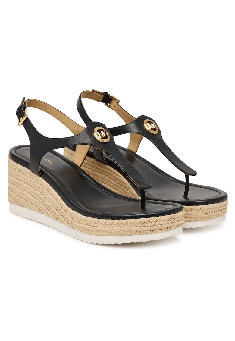 Espadrile dama - piele naturala - negru - platforma - Negru
