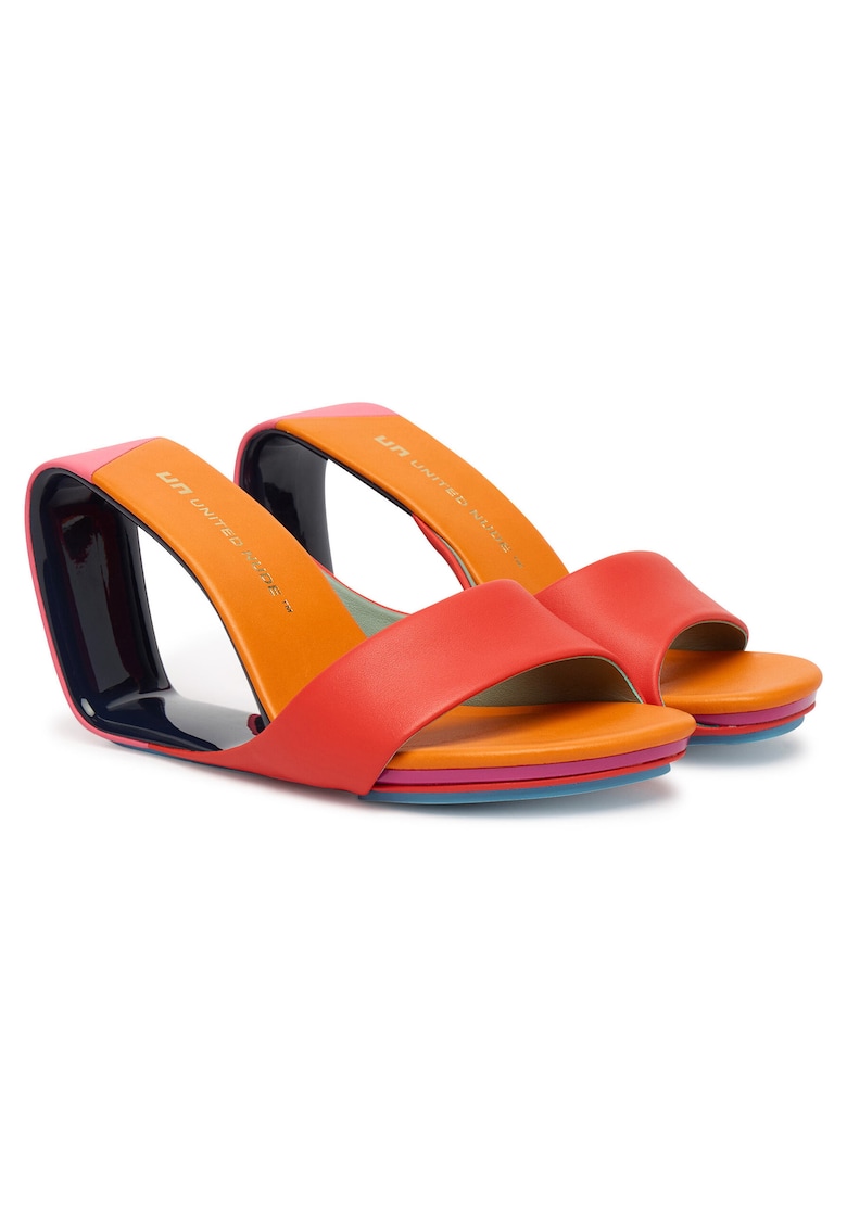 Papuci dama - piele naturala - multicolor