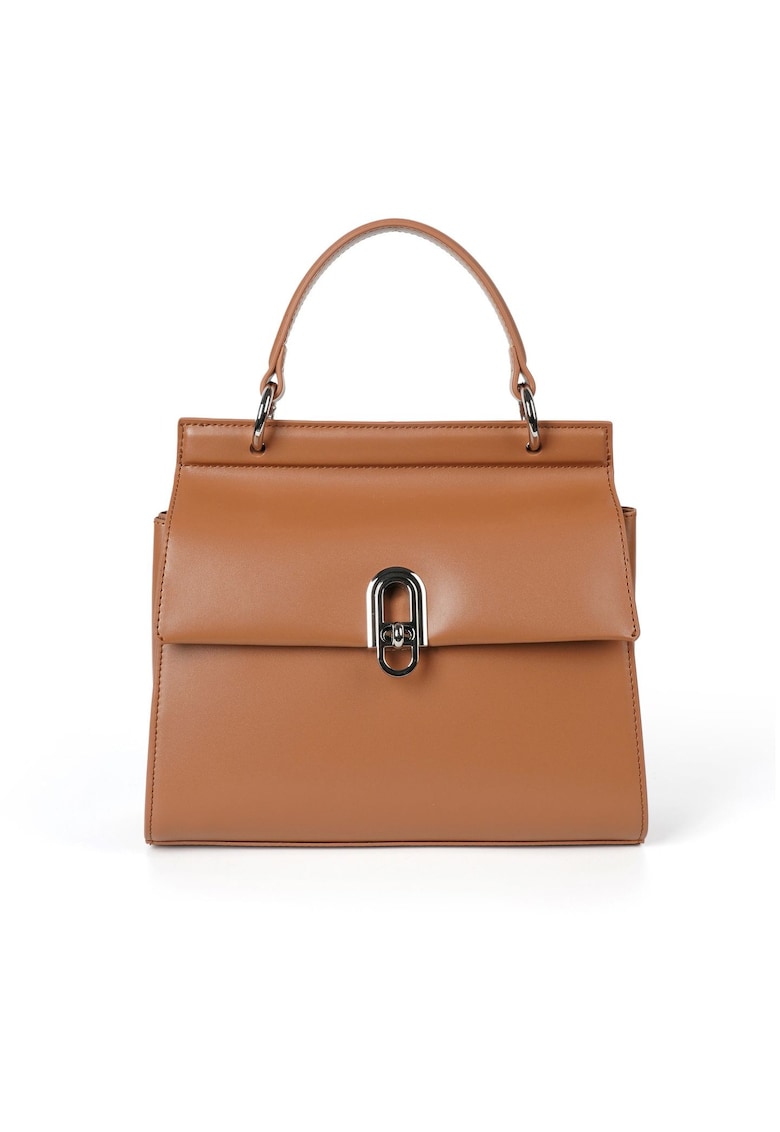 Geanta crossbody din piele Jestine - Beige inchis - 25 cm x 23 cm x 11 cm