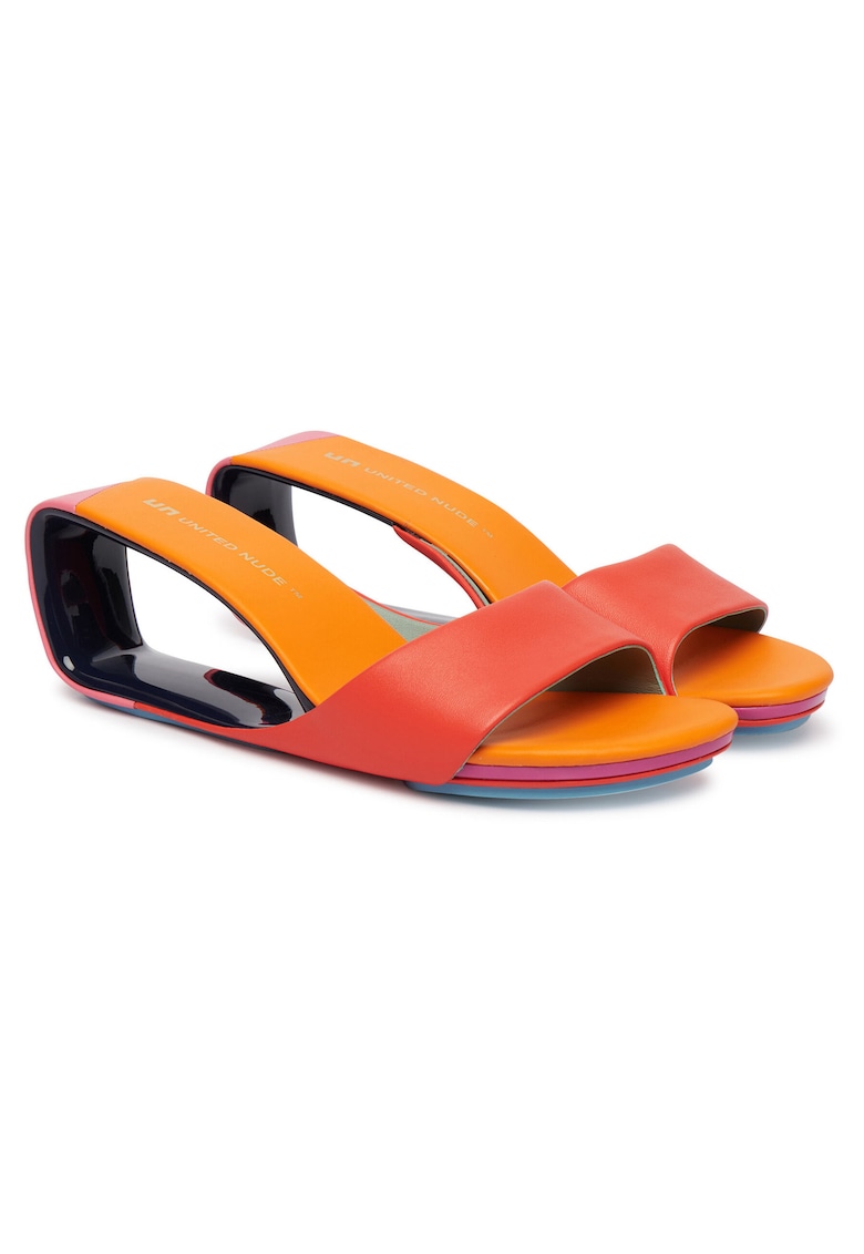 Papuci dama piele naturala - multicolor