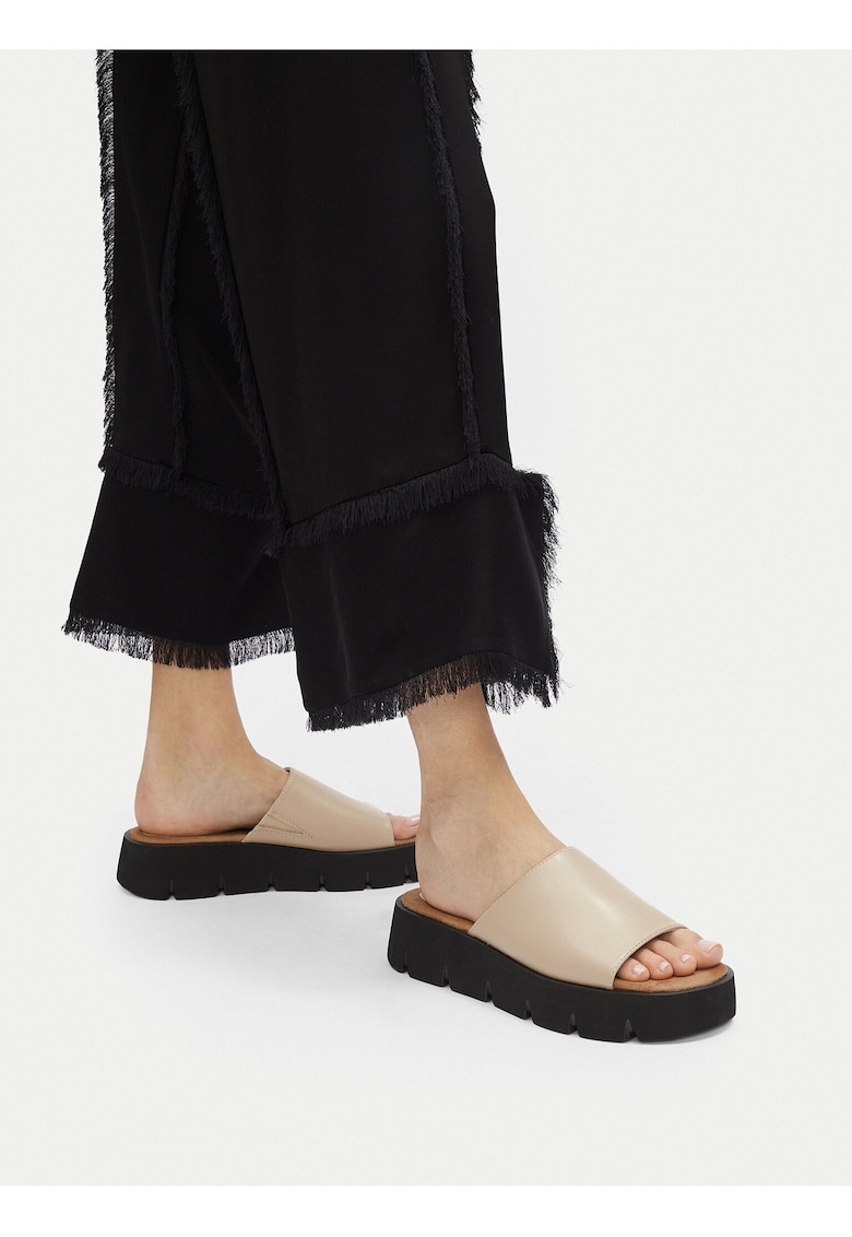 Papuci dama - flatform - bej - material sintetic