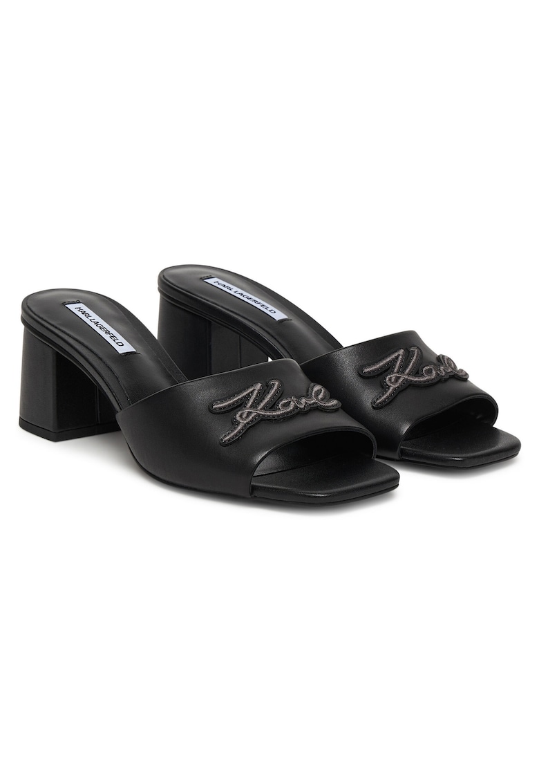 Papuci dama - KL32400 - piele naturala - negru