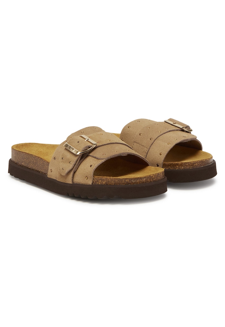 Papuci de dama - piele naturala - bej -