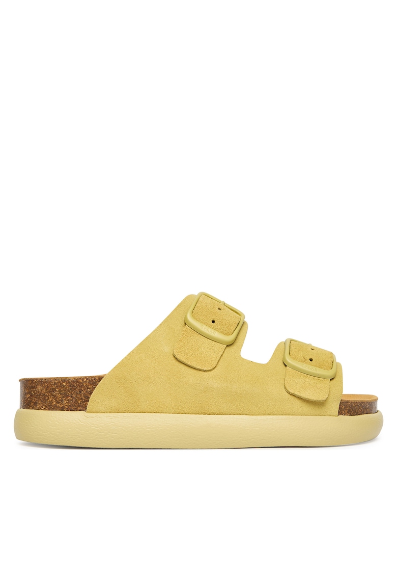 Papuci dama - piele naturala - galben - Galben