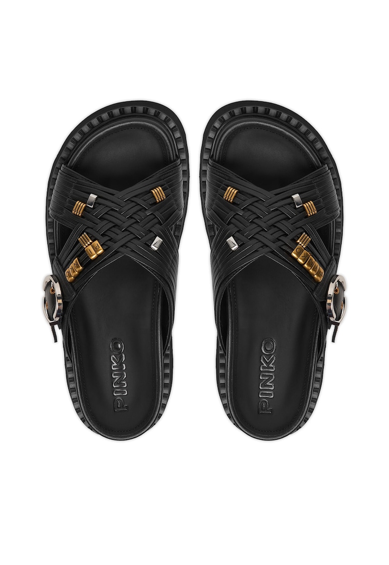 Slapi dama - piele naturala - negru - 35 EU -