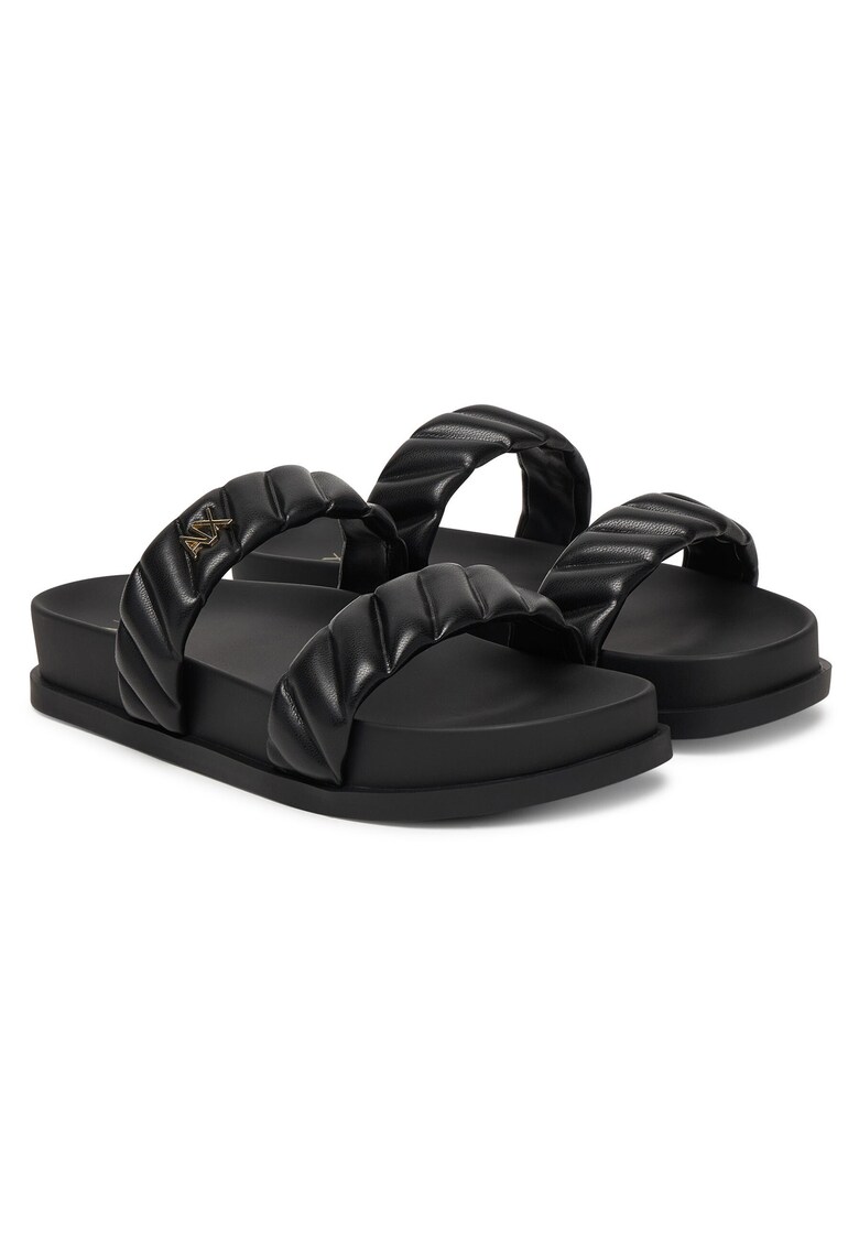 Papuci dama - piele ecologica - negru - model simplu